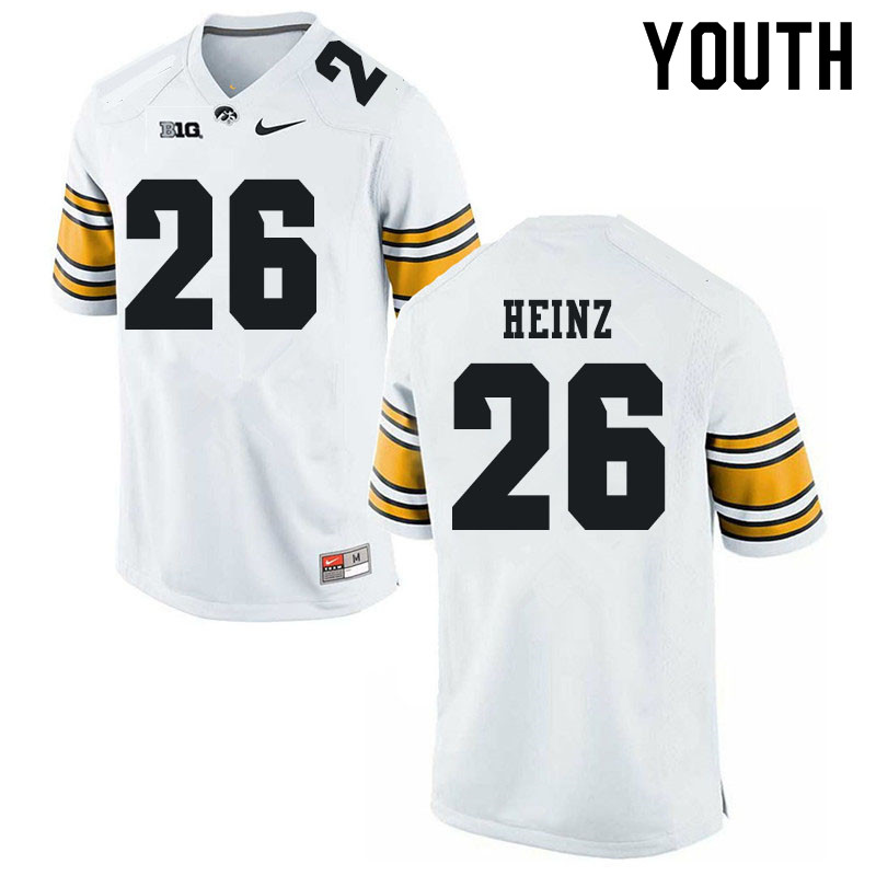 Youth #26 Jamison Heinz Iowa Hawkeyes College Football Jerseys Sale-White - Click Image to Close